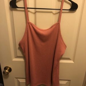 pink ribbed tank top